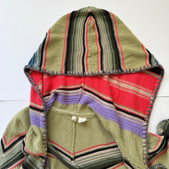Anthropologie Moth Calexico Poncho Sweater Hooded Vest Cardigan Striped Sz XS S - Picture 12 of 16